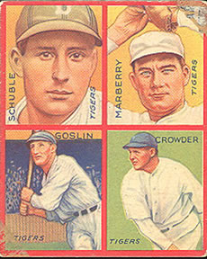 1935 Goudey 4-in-1 (R321) #NNO Heinie Schuble / Firpo Marberry / Goose Goslin / Alvin Crowder Front