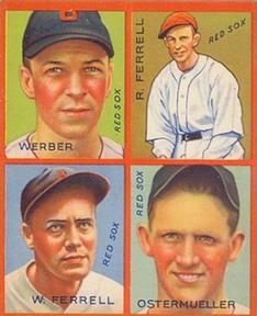 1935 Goudey 4-in-1 (R321) #NNO Bill Werber / Rick Ferrell / Wes Ferrell / Fritz Ostermueller Front