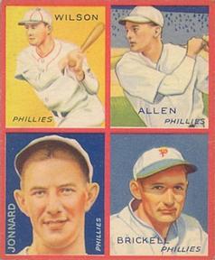 1935 Goudey 4-in-1 (R321) #NNO Jimmie Wilson / Ethan Allen / Bubber Jonnard / Fred Brickell Front