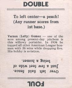 1936 Goudey (R322) #NNO Lefty Gomez Back