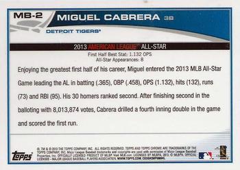 2013 Topps Chrome Update #MB-2 Miguel Cabrera Back
