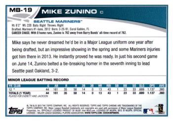 2013 Topps Chrome Update #MB-19 Mike Zunino Back