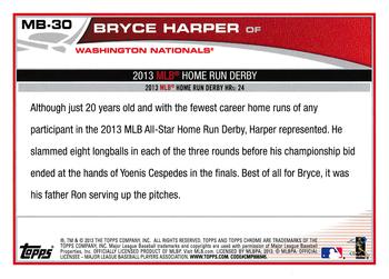 2013 Topps Chrome Update #MB-30 Bryce Harper Back