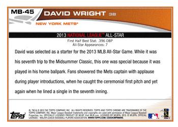 2013 Topps Chrome Update #MB-45 David Wright Back