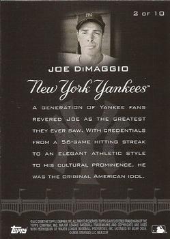 2008 Topps - Yankee Greats All-Star Game #2 Joe DiMaggio Back