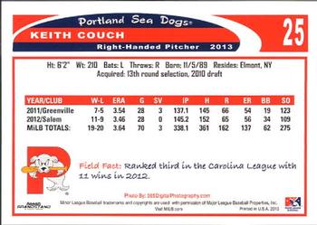 2013 Grandstand Portland Sea Dogs #NNO Keith Couch Back
