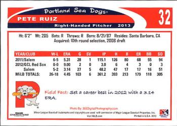 2013 Grandstand Portland Sea Dogs #NNO Pete Ruiz Back