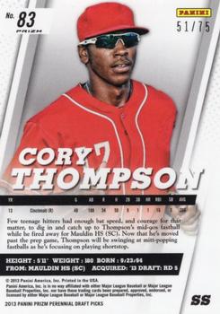 2013 Panini Prizm Perennial Draft Picks - Blue Prizms #83 Cory Thompson Back