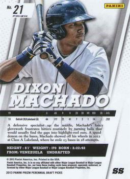 2013 Panini Prizm Perennial Draft Picks - Green Prizms #21 Dixon Machado Back