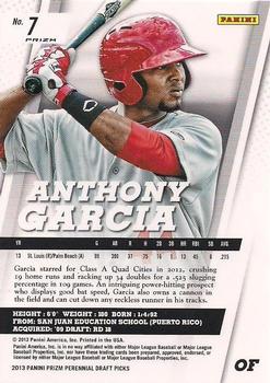 2013 Panini Prizm Perennial Draft Picks - Prizms #7 Anthony Garcia Back