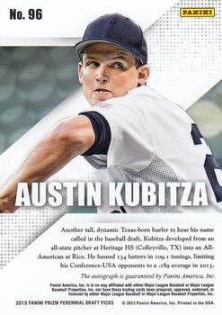 2013 Panini Prizm Perennial Draft Picks - Prospect Signatures #96 Austin Kubitza Back