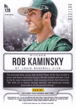 2013 Panini Prizm Perennial Draft Picks - Red Prizms #128 Rob Kaminsky Back