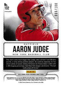 2013 Panini Prizm Perennial Draft Picks - Red Prizms #132 Aaron Judge Back