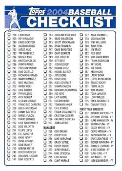 2004 Topps - Checklists (Series One) #NNO Checklist Blue: 208-367 and Inserts Front
