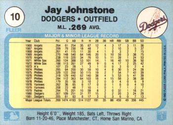 1982 Fleer #10 Jay Johnstone Back