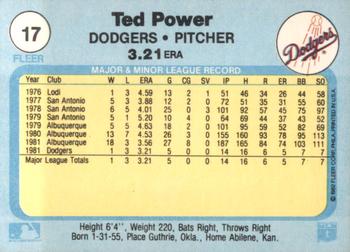 1982 Fleer #17 Ted Power Back