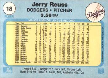 1982 Fleer #18 Jerry Reuss Back