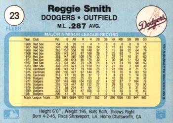 1982 Fleer #23 Reggie Smith Back