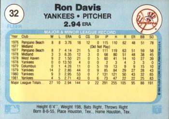 1982 Fleer #32 Ron Davis Back