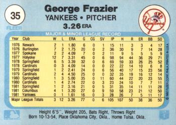 1982 Fleer #35 George Frazier Back
