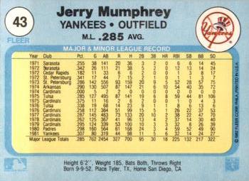 1982 Fleer #43 Jerry Mumphrey Back