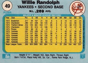 1982 Fleer #49 Willie Randolph Back