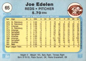 1982 Fleer #65 Joe Edelen Back