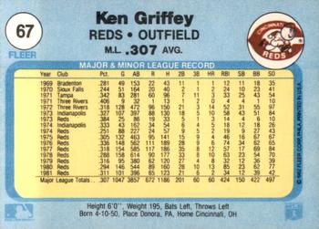 1982 Fleer #67 Ken Griffey Back