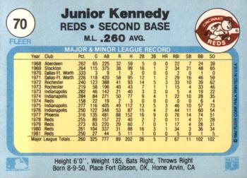 1982 Fleer #70 Junior Kennedy Back