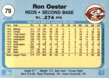 1982 Fleer #79 Ron Oester Back