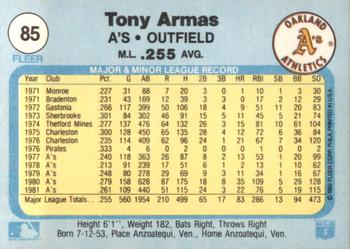 1982 Fleer #85 Tony Armas Back