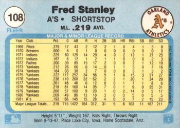 1982 Fleer #108 Fred Stanley Back