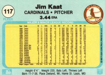 1982 Fleer #117 Jim Kaat Back
