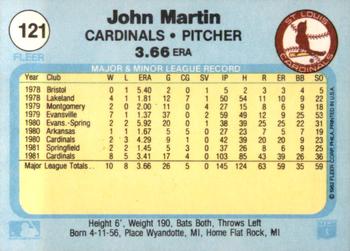 1982 Fleer #121 John Martin Back