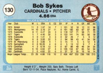 1982 Fleer #130 Bob Sykes Back