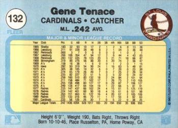1982 Fleer #132 Gene Tenace Back