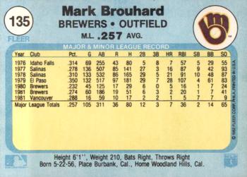 1982 Fleer #135 Mark Brouhard Back