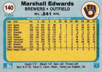 1982 Fleer #140 Marshall Edwards Back