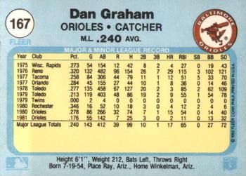 1982 Fleer #167 Dan Graham Back