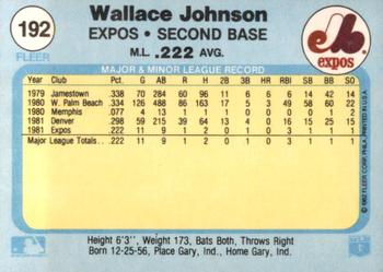 1982 Fleer #192 Wallace Johnson Back