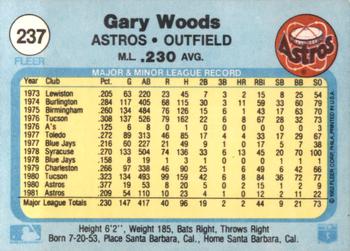 1982 Fleer #237 Gary Woods Back