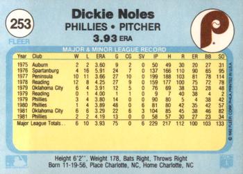 1982 Fleer #253 Dickie Noles Back