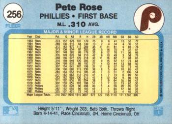 1982 Fleer #256 Pete Rose Back
