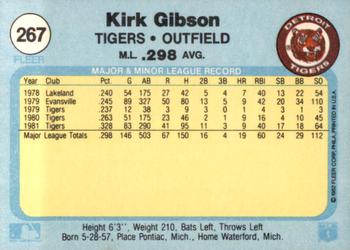 1982 Fleer #267 Kirk Gibson Back