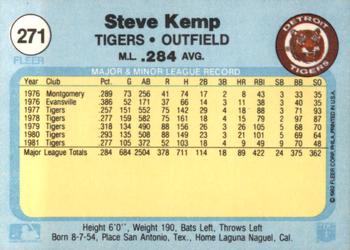 1982 Fleer #271 Steve Kemp Back