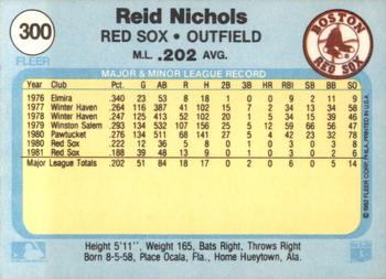 1982 Fleer #300 Reid Nichols Back