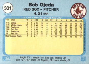 1982 Fleer #301 Bob Ojeda Back