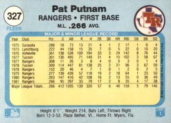 1982 Fleer #327 Pat Putnam Back