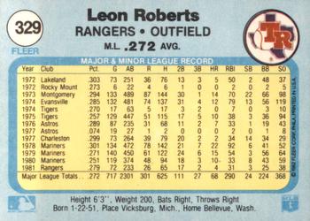 1982 Fleer #329 Leon Roberts Back