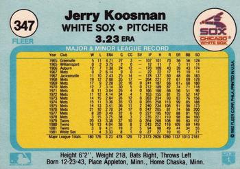1982 Fleer #347 Jerry Koosman Back
